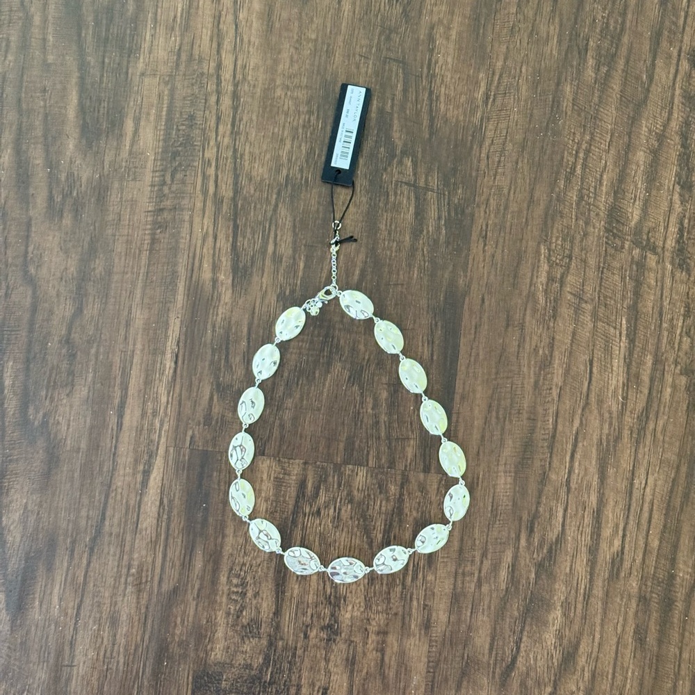 Ann Taylor textured metal disc Silver Necklace - Picture 6 of 15